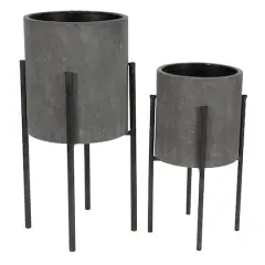 Modern Metal Planter Set Dark Gray
