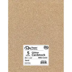 PA Paper&trade; Accents 8.5" x 11" 85lb. Glitter Cardstock, 5 Sheets Sand
