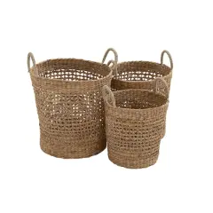 Brown Seagrass Natural Storage Basket Set
