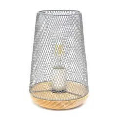 Simple Designs 9" Wired Mesh Uplight Table Lamp Gray/Natural