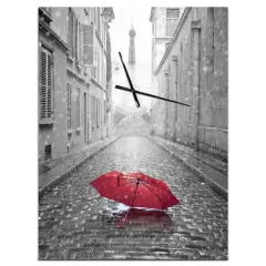 Designart 'Eiffel View From Paris Street French Country Rectangular Wall Clock