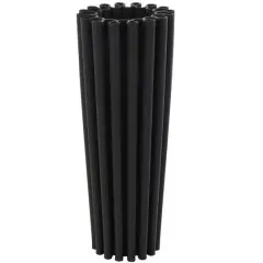 Black Abstract Dimensional Ribbed Ceramic Vase