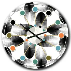 Designart 'Retro Geometrical Abstract Pattern Iv Mid-Century Modern Wall Clock