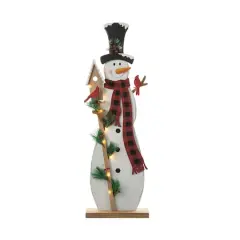 Glitzhome&reg; 36'' Lighted Wooden Snowman Porch D&eacute;cor