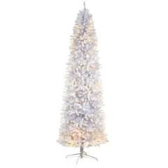 9ft. Pre-Lit Slim White Artificial Christmas Tree, Warm White LED Lights