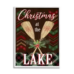 Stupell Industries Christmas At Lake Seasonal Oars Framed Giclee Art White