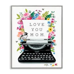 Stupell Industries Love You Mom Typewriter Framed Giclee Art Gray