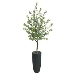 5ft. Eucalyptus Artificial Tree in Gray Planter