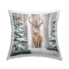 Stupell Industries Winter Woodland Elk Throw Pillow