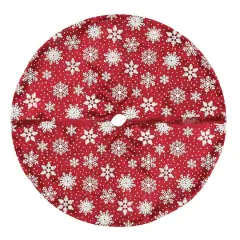 20" Red & White Snowflakes with Silver Glitter Mini Tree Skirt