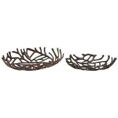 Set of 2" Black Aluminum Coastal Tray, 15", 12"
