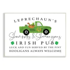 Stupell Industries Irish Pub Whimsical Leprechaun Green Shamrock Details Wall Plaque Art