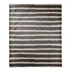 Stripes Coral Fleece Blanket Black/Pink