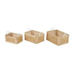 Brown Rattan Woven Storage Basket Set, 3ct.