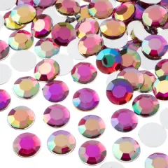 John Bead 12mm Acrylic Round Flat Back Rhinestones, 400ct. Fuchsia AB