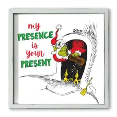 16" The Grinch My Presence is Your Present Framed Print White