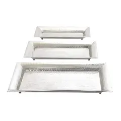 Metallic Silver Aluminum Traditional Tray Set