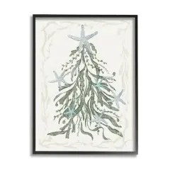 Stupell Industries Nautical Christmas Tree Sea Life Framed Giclee Art Black