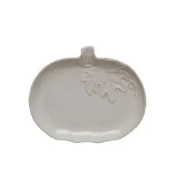 10.75" White Pumpkin Ceramic Serving Plate by Ashland&reg;
