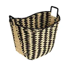 Household Essentials 16" Black & Natural Zigzag Woven Paper Rope Basket