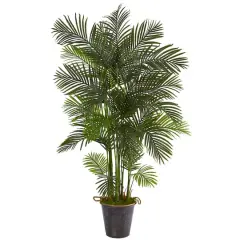 6.2ft. Areca Palm Artificial Tree in Decorative Metal Pail with Rope