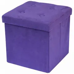 Sorbus 15" Faux Suede Storage Ottoman Cube Purple