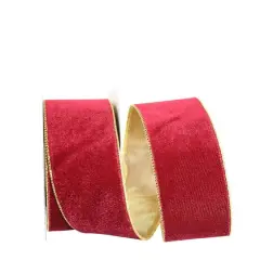 JAM Paper 2.5" x 10yd. Wine Wired Gold Back Plush Velvet Ribbon