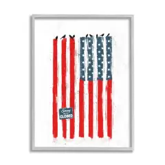 Stupell Industries American Flag Birds on Wall Political Statement Framed Giclee Art Gray