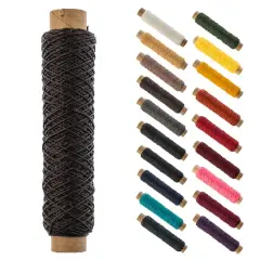 Gudebrod 0.018" 3 Ply Waxed Thread Bobbin, 75ft. Dark Brown