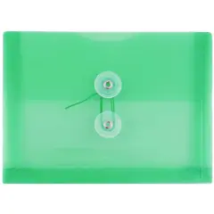 JAM Paper 5.5" x 7.5" Button & String Tie Closure Plastic Envelopes, 12ct. Green