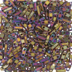 Miyuki&reg; 1.2mm Glass Quarter Tila Beads Metallic Purple Gold Iris