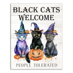 Black Cats Welcome 16" x 20" Canvas Wall Art