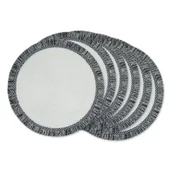 DII&reg; Round Fringed Placemats, 6ct. White/Black