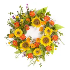 22" Sunflower & Floral Mix Wreath