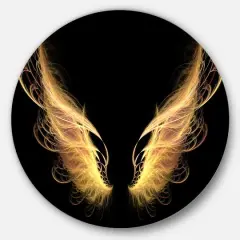 Designart - Golden Angel Wings on Black' Disc Oversized Abstract Metal Art