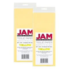 JAM Paper 20" x 26" Tissue Paper, 2 Packs of 10 Sheets Yellow