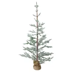 5ft. Unlit Frosted Pine Slim Artificial Christmas Tree in Burlap Base