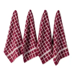 DII&reg; Solid Windowpane Terry Dishtowels, 4ct. Wine