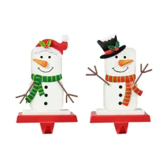 Glitzhome&reg; 7.5" Christmas Snowman Stocking Holder Set
