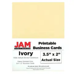 JAM Paper 3.5" x 2" Printable Business Cards, 100ct. Ivory