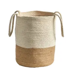 12" Handmade Natural Cotton Woven Basket Planter