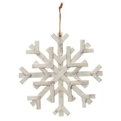 16" Distressed Fir Wood Snowflake