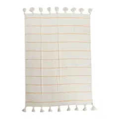 Hello Honey&reg; Striped Cotton Throw Blanket with Tassels Cream