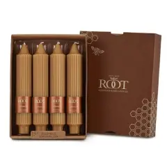 Root Candles 7" Unscented Grecian Collenette Taper Candles, 4ct. Beeswax