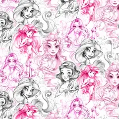 Disney&reg; Enchanting Stories Princess Sketch Cotton Fabric