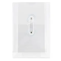 JAM Paper 4.25" x 6.25" Plastic Button & String Tie Closure Envelopes, 12ct. Clear