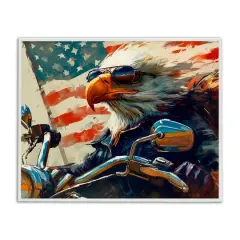 Stupell Industries Patriotic Bald Eagle Framed Giclee Art White