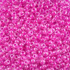 John Bead 11/0 Miyuki Glass Seed Beads, 13g Fuschia Ceylon Lined Neon