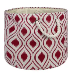 DII&reg; 15" Round Ikat Fabric Bin Barn Red