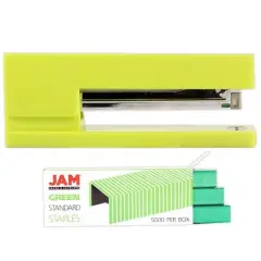 JAM Paper Desk Stapler & Staples Set Lime Green/Green